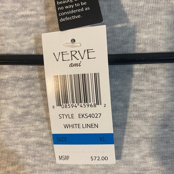 Verve Ami White 100% Linen Waterfall Draped Opened Front Cardigan Women Sz XL - Picture 4 of 7